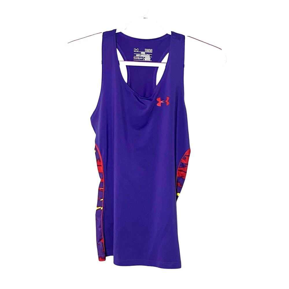 Under Armour Girls Muscle Tank Top Shirt Kids Youth Large L Purple Mesh Back